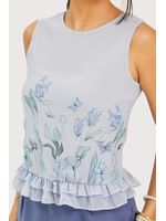 Blusa Regata Com Babado E Perolas Aplicestampado / Lilas 38