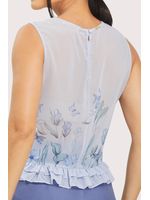 Blusa Regata Com Babado E Perolas Aplicestampado / Lilas 38