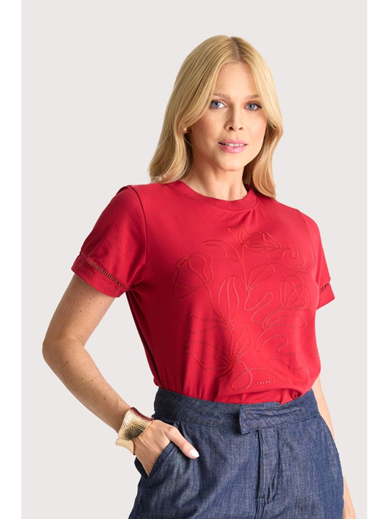 Blusa Com Silk Relevo Vermelho P