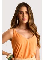 Blusa Regata Com Recortes Laranja 38