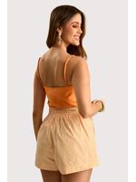 Blusa Regata Com Recortes Laranja 42