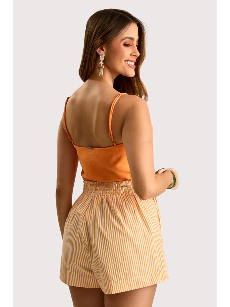 Blusa Regata Com Recortes Laranja 42