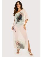 Vestido Plano Saida De Praia Midi Ombro So Estampado 40