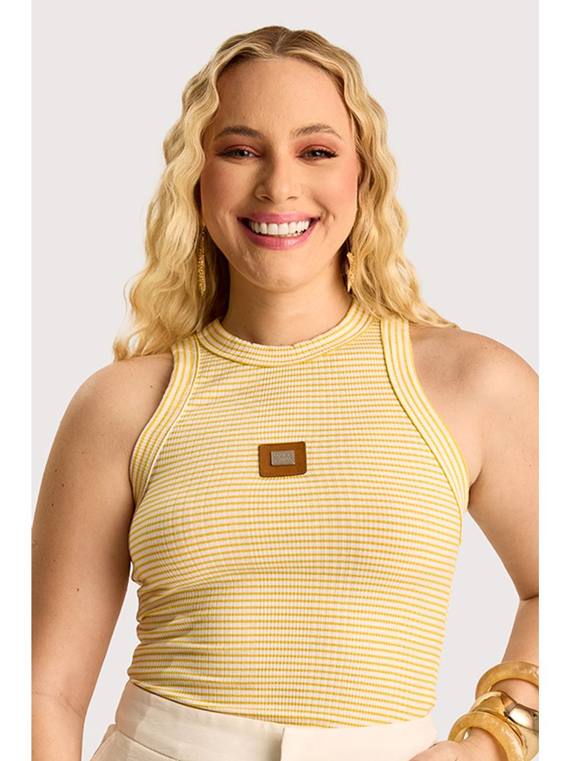 Blusa Regata Cavada Amarelo Sol P