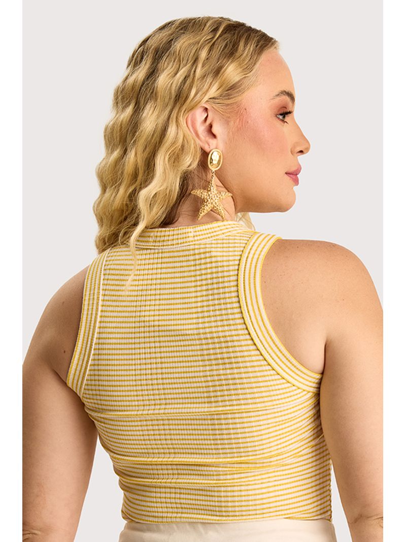 Blusa Regata Cavada Amarelo Sol P