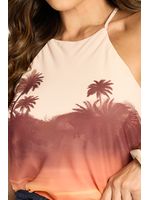 Blusa Cropped Com Gola Em Vies Estampado 38