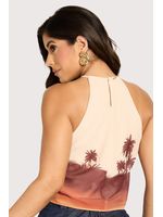 Blusa Cropped Com Gola Em Vies Estampado 38