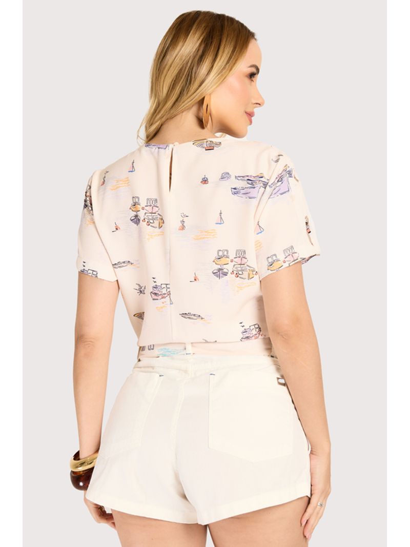 Short Color Com Lenco Off White / Azul 44