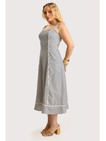 Vestido Midi Com Vivos Off/azul 38