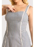 Vestido Midi Com Vivos Off/azul 38