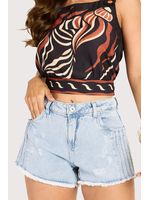 Short Curto Com Vieses Azul 38