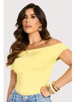 Blusa Ombro A Ombro Com Franzidos Amarelo Sunshine P