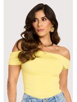 Blusa Ombro A Ombro Com Franzidos Amarelo Sunshine P