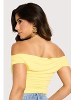 Blusa Ombro A Ombro Com Franzidos Amarelo Sunshine P