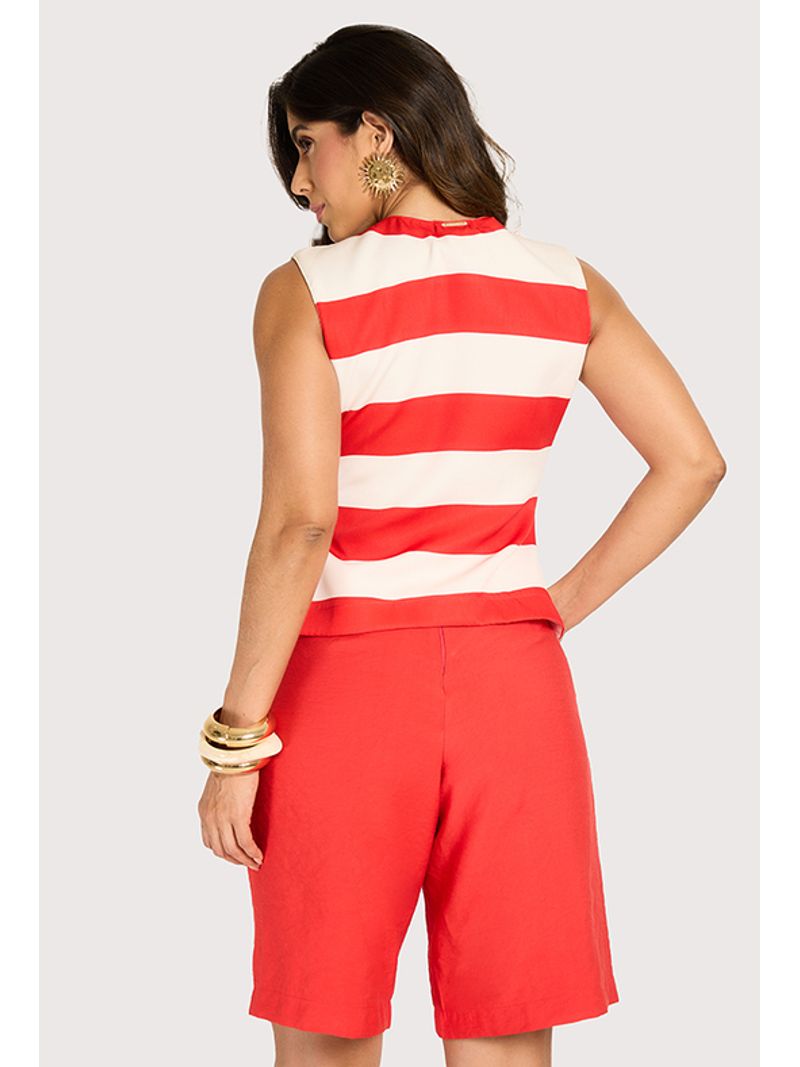 Short Bermuda Com Cos E Bolso Vermelho 36