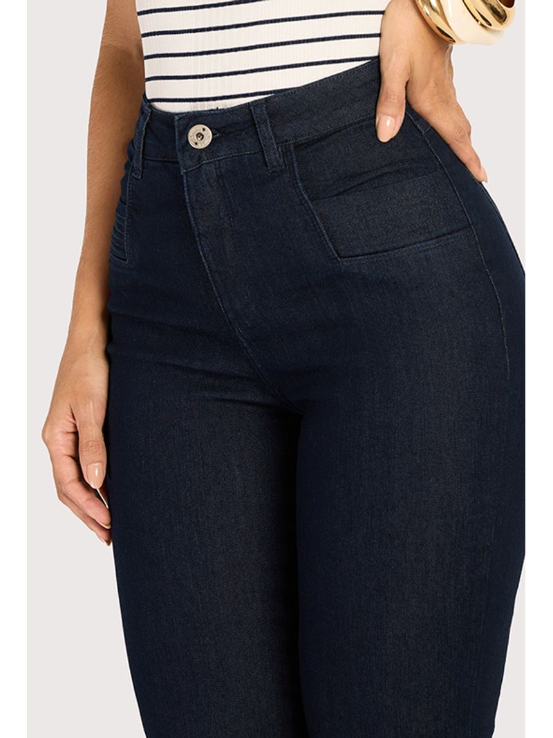 Calca Reta Com Bolso Diferenciado Azul 38