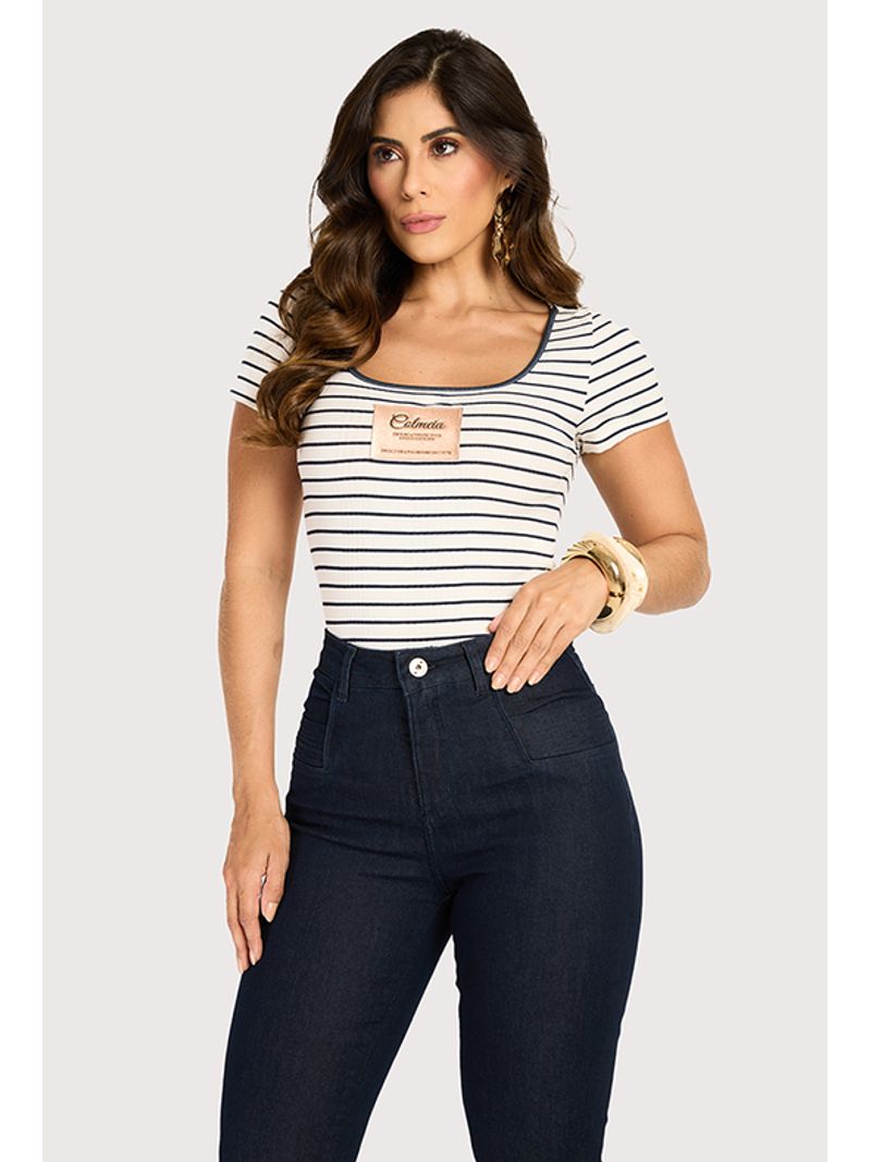 Calca Reta Com Bolso Diferenciado Azul 38