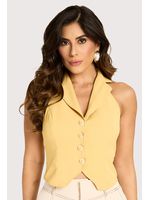Outwear Colete Frente Unica Com Amarracao Amarelo 36