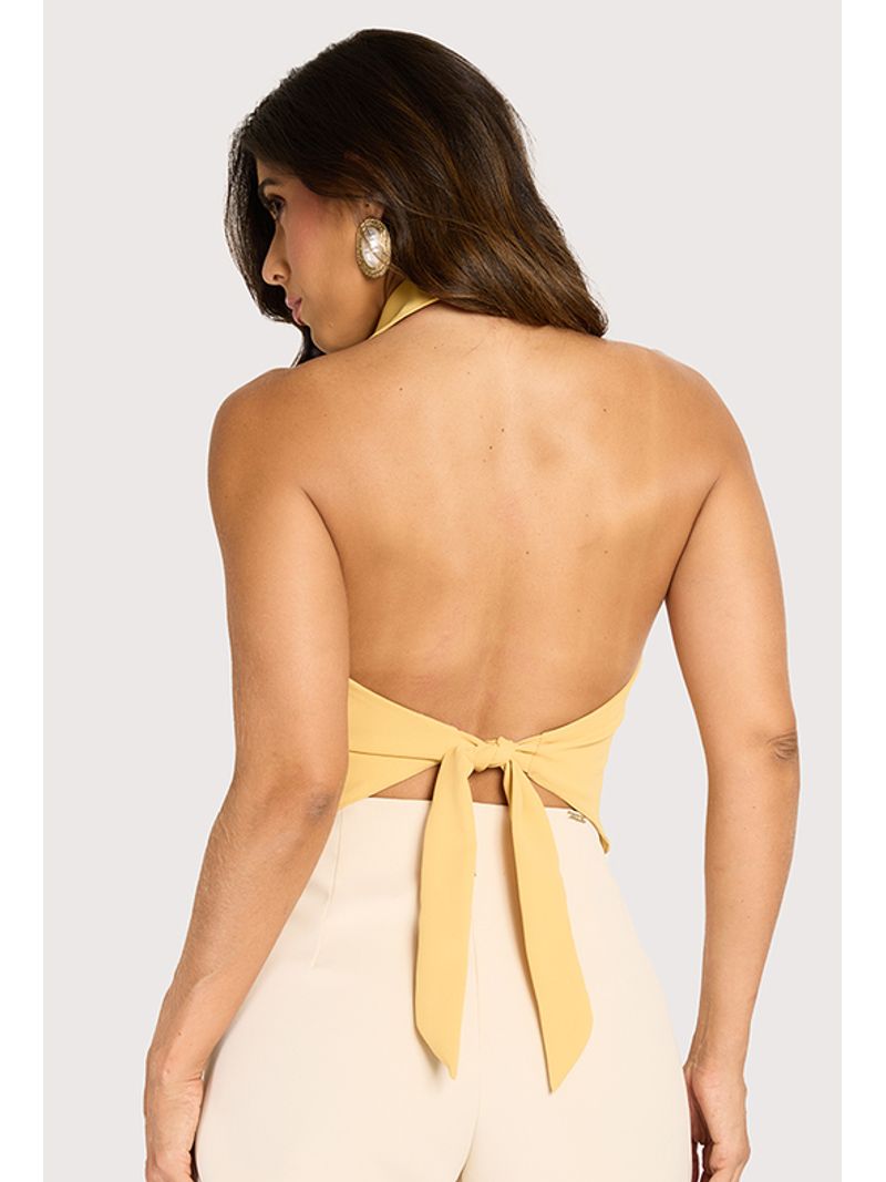 Outwear Colete Frente Unica Com Amarracao Amarelo 36