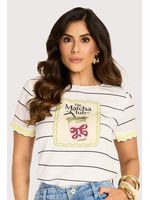 Blusa Baby Look Em Listras Com Manga Curta Estampado 36