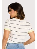 Blusa Baby Look Em Listras Com Manga Curta Estampado 36