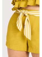 Short Curto Com Faixa Verde Oliva 38