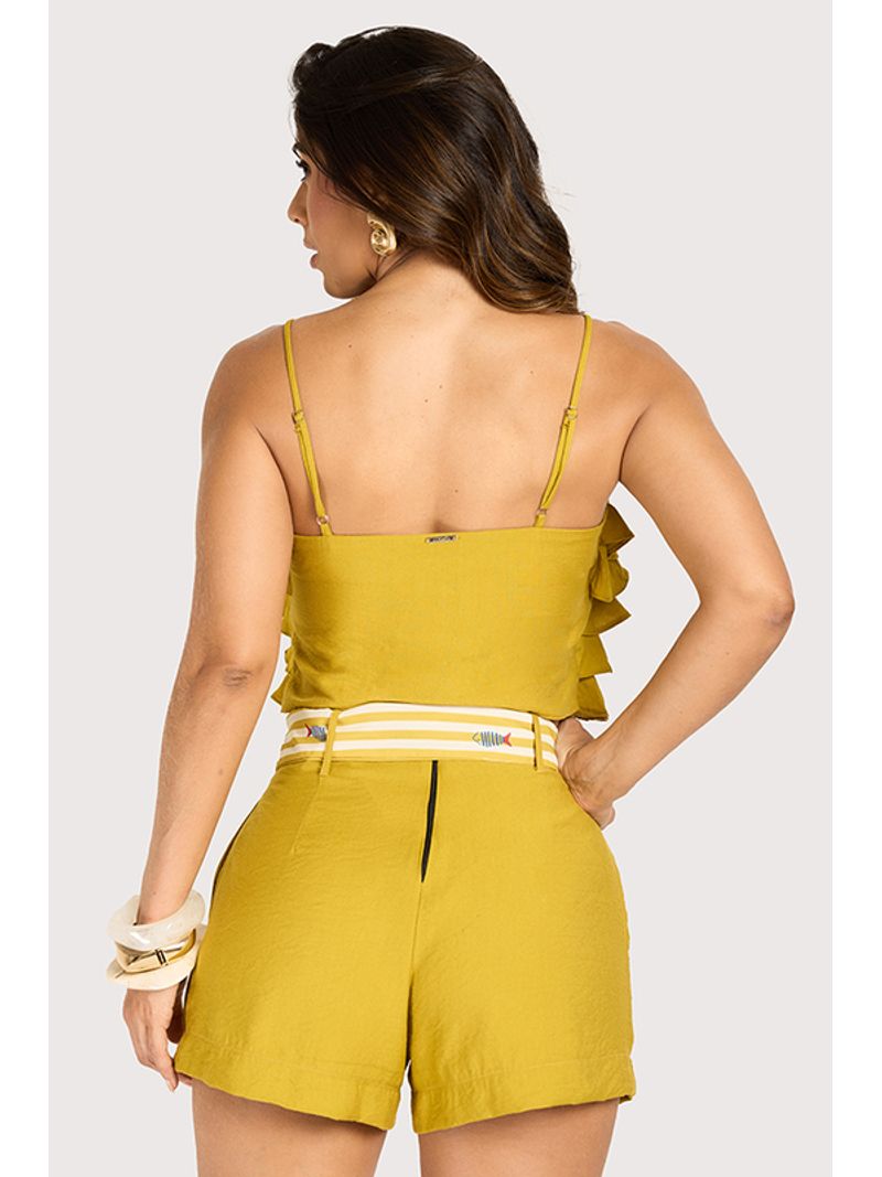 Short Curto Com Faixa Verde Oliva 38