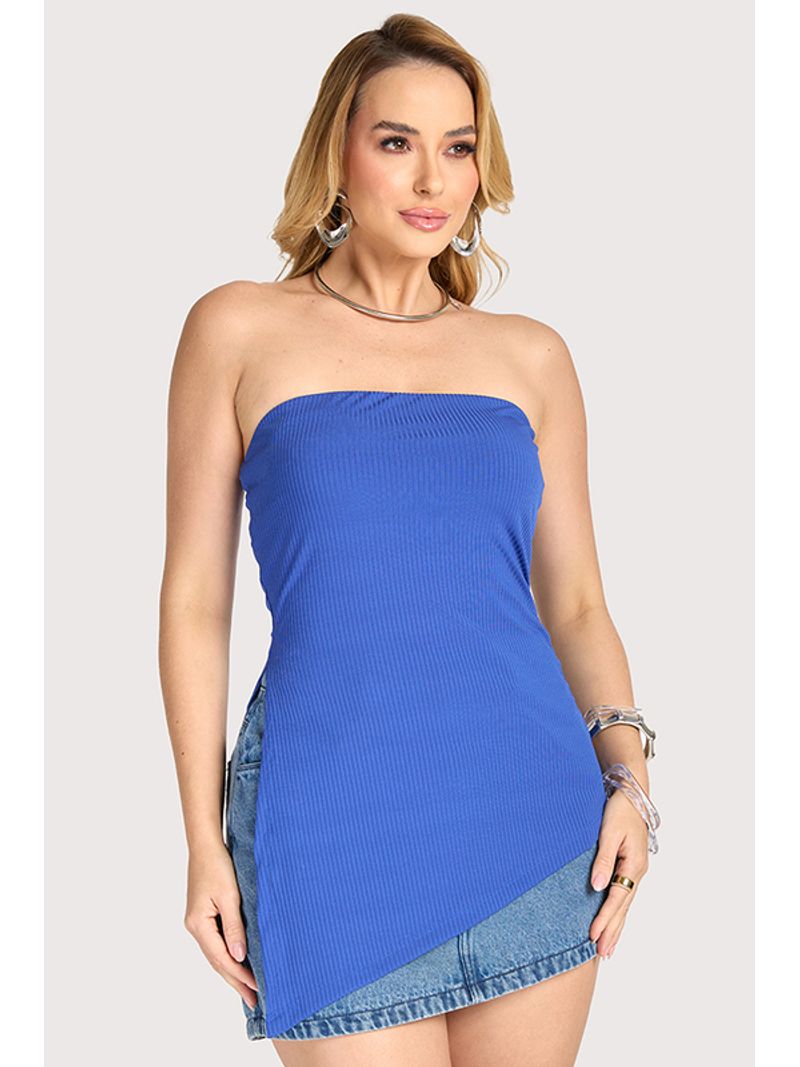 Blusa Sem Alca Assimetrica Azul Mar P