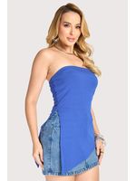 Blusa Sem Alca Assimetrica Azul Mar P