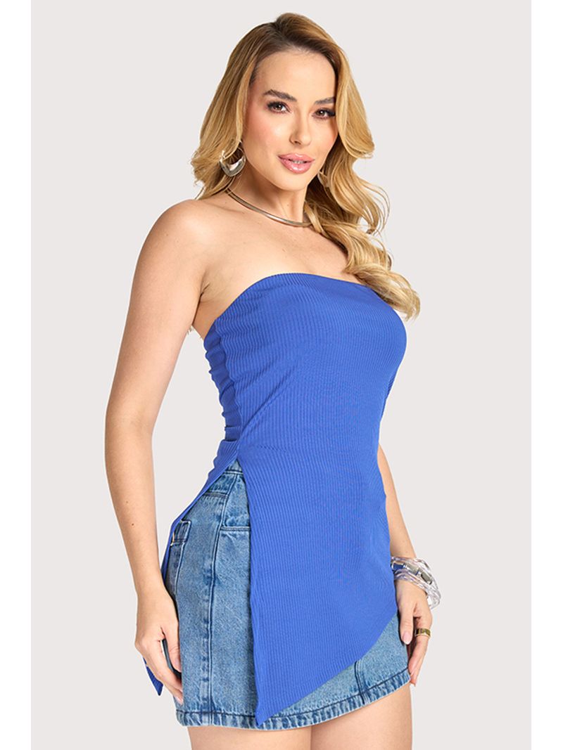 Blusa Sem Alca Assimetrica Azul Mar P