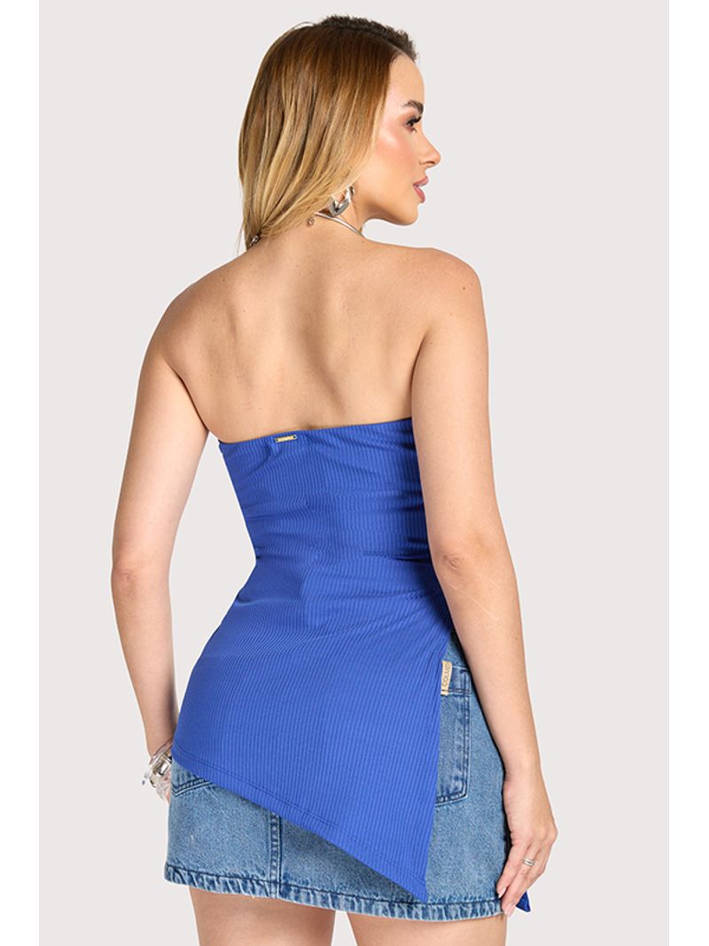 Blusa Sem Alca Assimetrica Azul Mar P