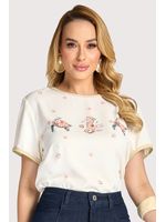 Blusa Baby Com Vies Contrastante Estampado 36