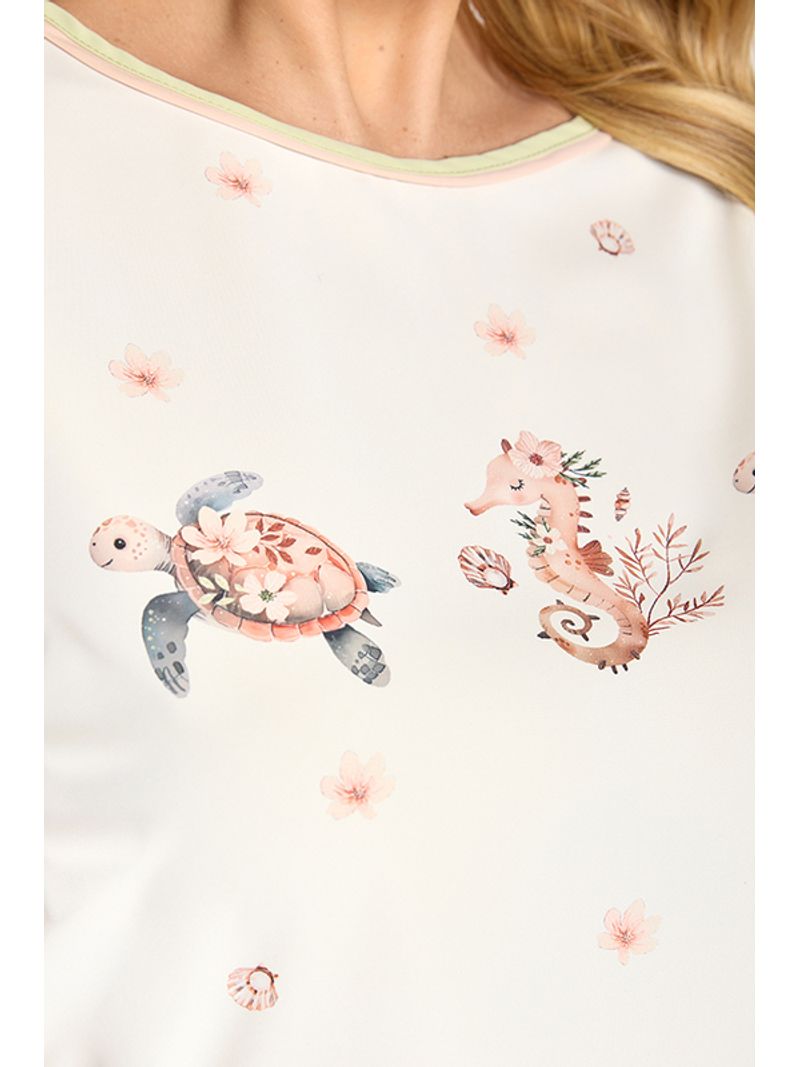 Blusa Baby Com Vies Contrastante Estampado 36