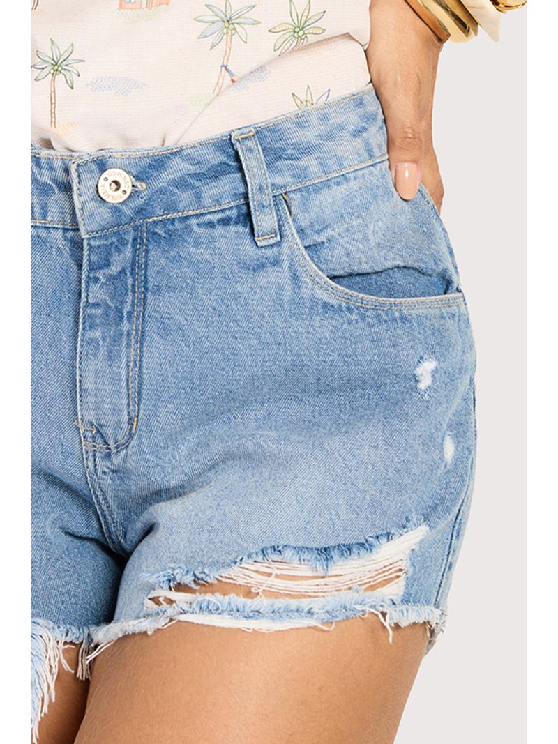 Short Curto Com Cos Diferenciado Azul 36