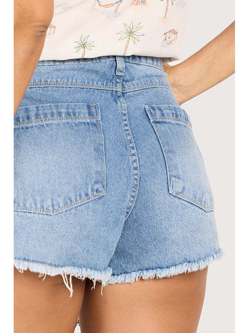 Short Curto Com Cos Diferenciado Azul 36