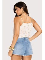 Short Curto Com Cos Diferenciado Azul 36