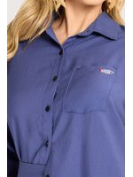 Conjunto Com Camisa Bordada E Short Azul Carbono 38