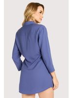 Conjunto Com Camisa Bordada E Short Azul Carbono 38