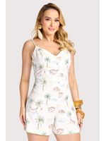 Macaco Solto Com Alcas E Abotoamento Estampado 38