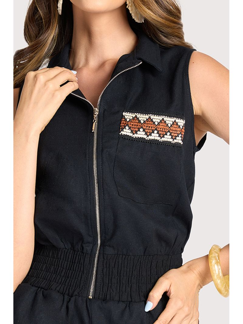 Macaco Curto Cavado Com Elastico Na Cintura Preto 44