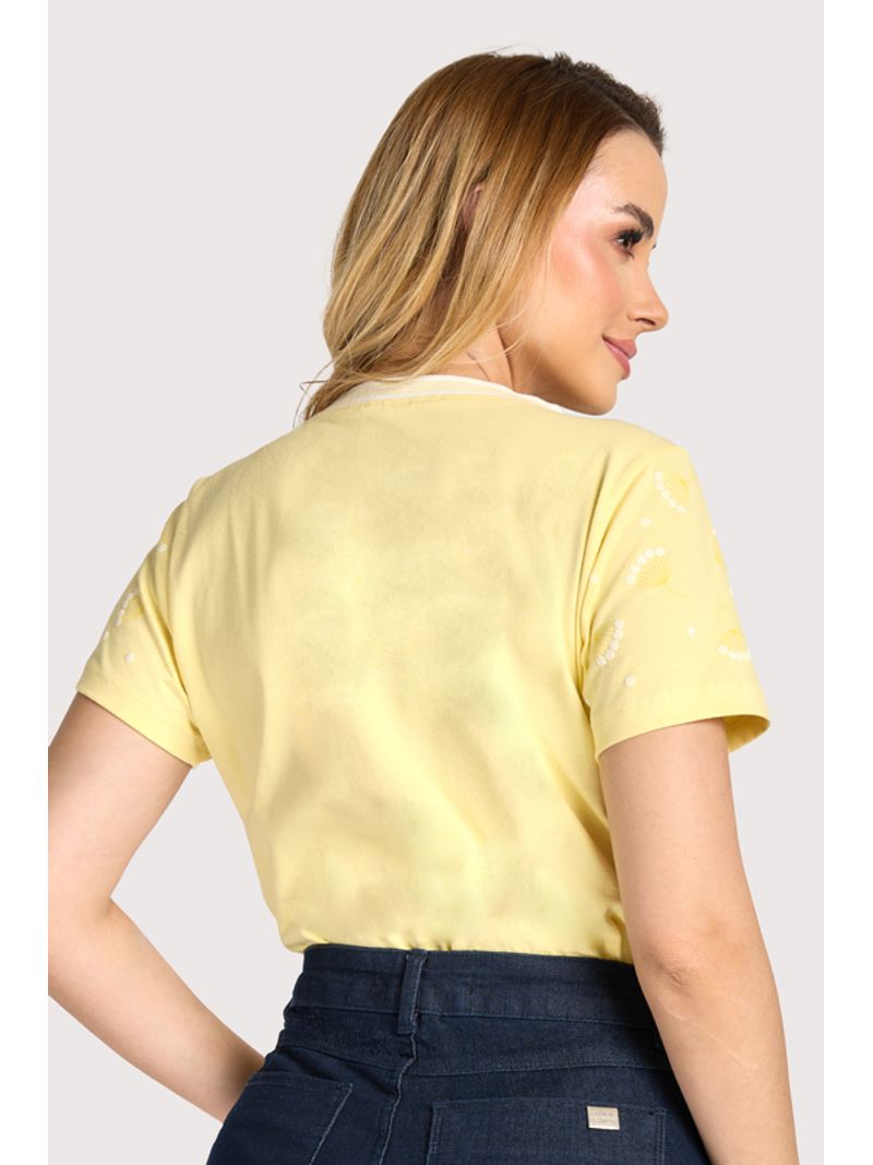 Blusa Tshirt Silk Mangas Amarelo P