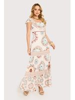 Vestido Longo Com Alca De Babado Estampado 36