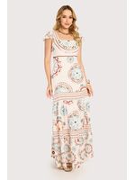 Vestido Longo Com Alca De Babado Estampado 36
