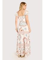 Vestido Longo Com Alca De Babado Estampado 36