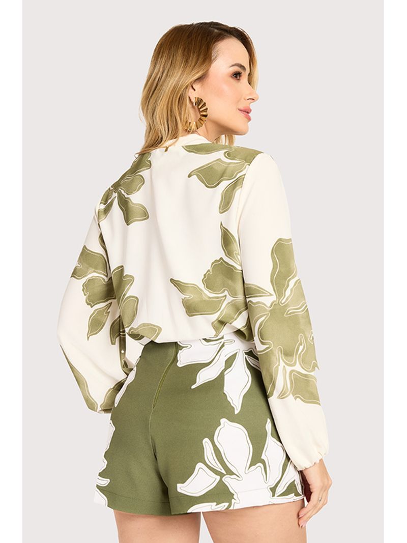 Short Curto Com Bolso Lateral Estampado / Verde 38