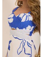 Vestido Curto Com Recortes E Faixas Pes Estampado /  Azul 36