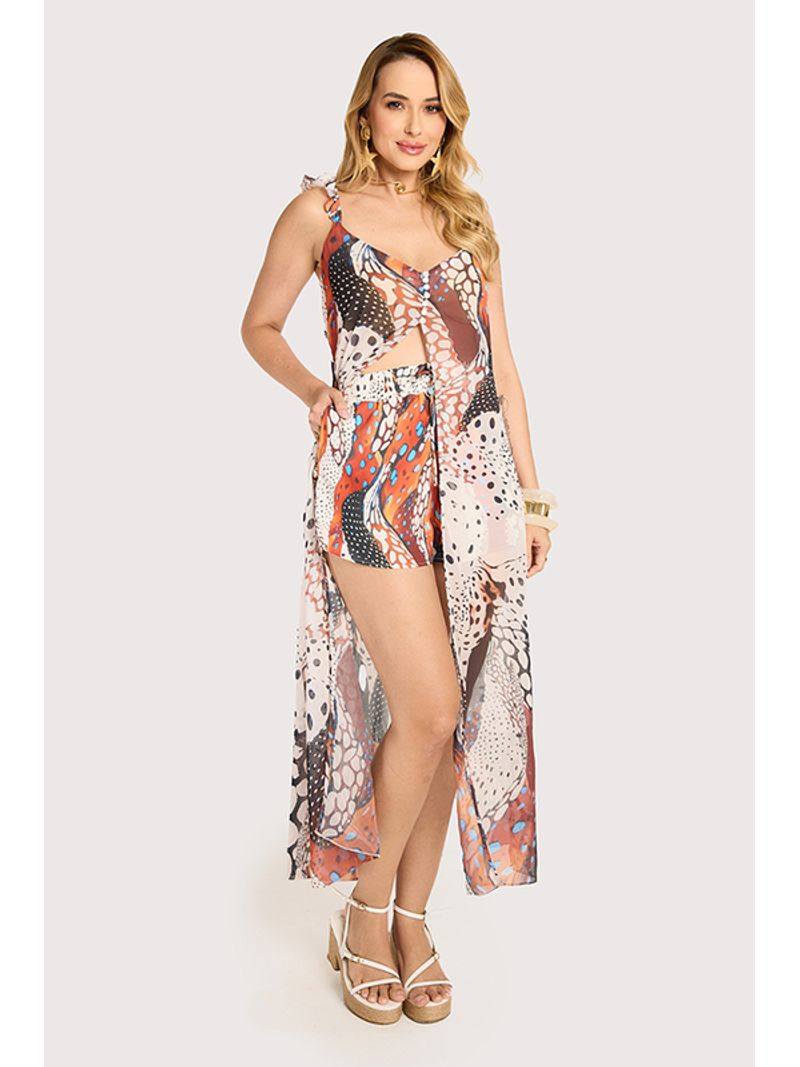 Conjunto De Maxi Tunica E Short Estampado 38