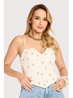 Blusa Corselet Coracao Estampado / Bege 36