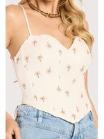 Blusa Corselet Coracao Estampado / Bege 36