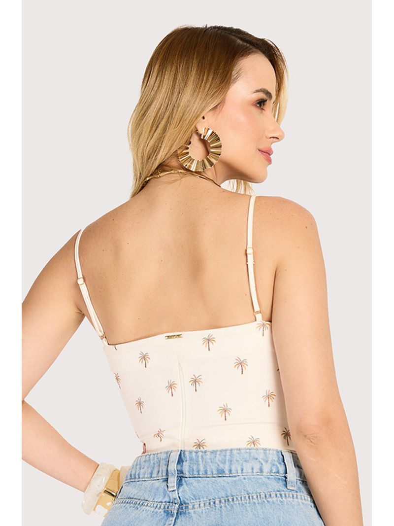 Blusa Corselet Coracao Estampado / Bege 36